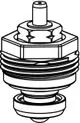 Thermostat-Oberteil von IMI Hydronic Engineering, abgebildet in technischer Zeichnung, mit mehreren Gewindegängen und einem zentralen Anschluss.